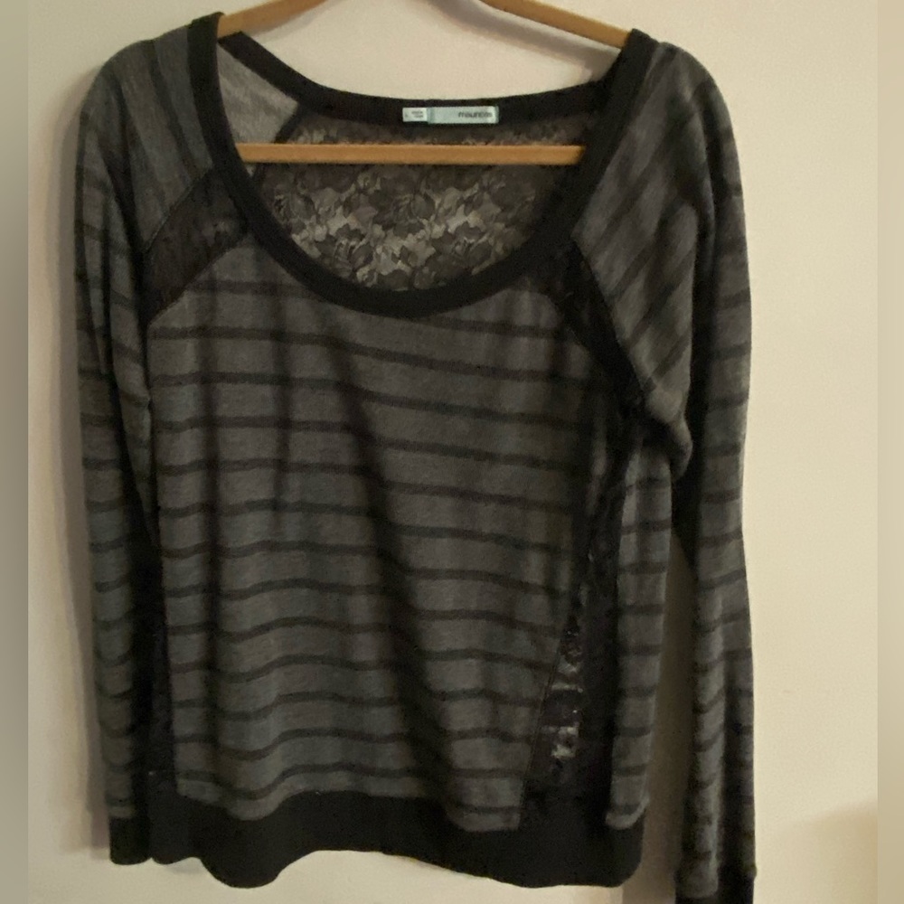 Stripe and lace shirt